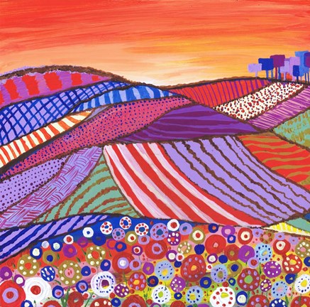 Framed Patchwork Fields In Scotland Print