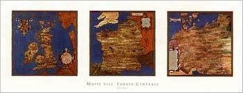 Framed Map U.K.-France-Germany Triptych Print