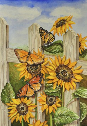 Framed Painted Ladies &amp; Morning Glories Print