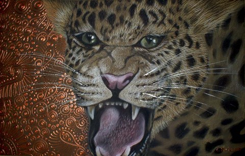 Framed Leopard Attack Print