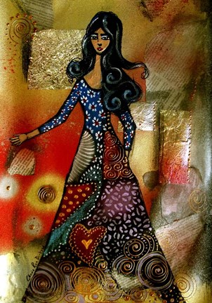 Framed Patchwork Girl II Print