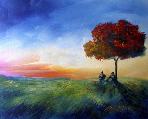 Framed Sitting Under A Tree Print