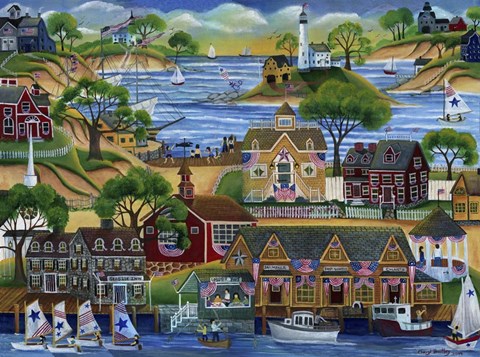 Framed 4th July Seaside Celebration Print