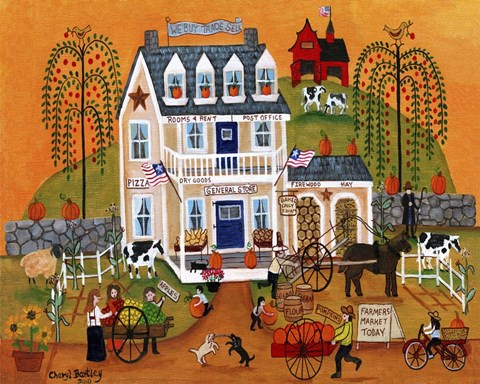 Framed Old Tyme General Store Sampler Print