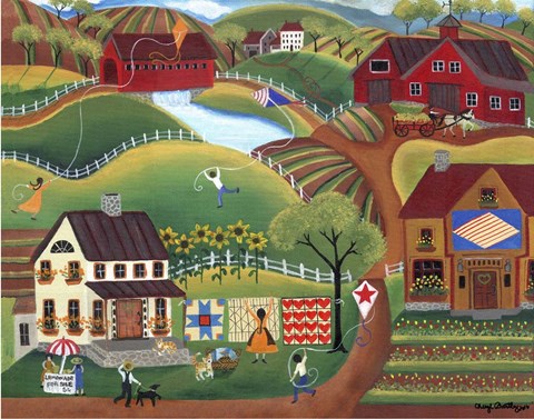 Framed Country Kite Quilt Lemonade Print