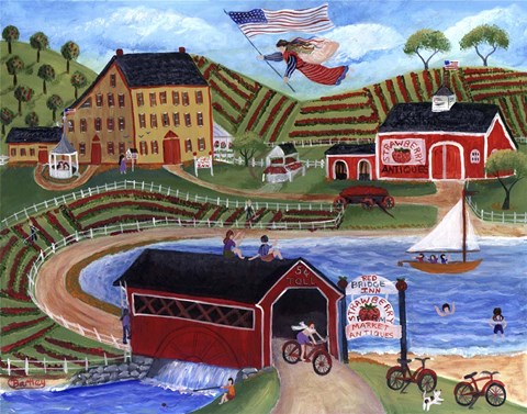 Framed Strawberry Market Antiques Print