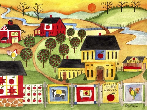 Framed Sunrise Farm Apple Quilts 4 Sale Print