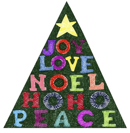 Framed Blessings Christmas Tree Print