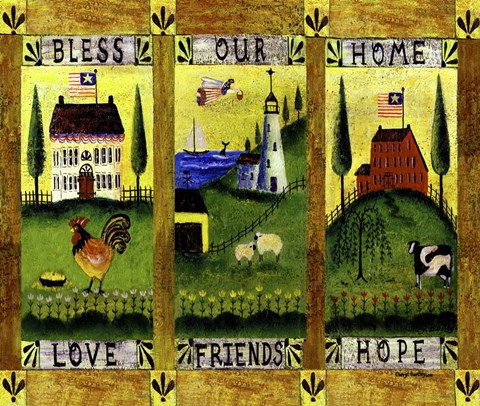Framed Bless our Home Love Friends Hope Lang Print