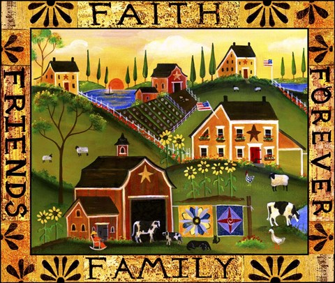 Framed Faith Family Friends Forever Print