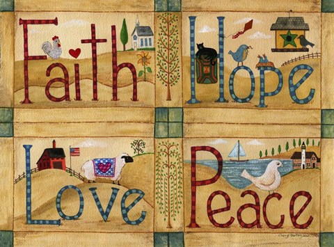Framed Faith Love Hope Peace Print