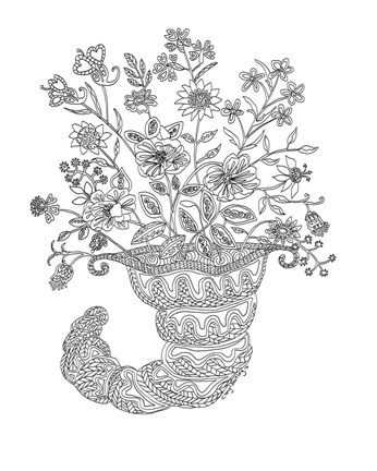 Framed Cornicopia Basket Outline Print