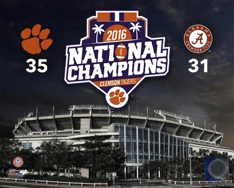 Framed Clemson Tigers 2016 National Champions Stadium Print