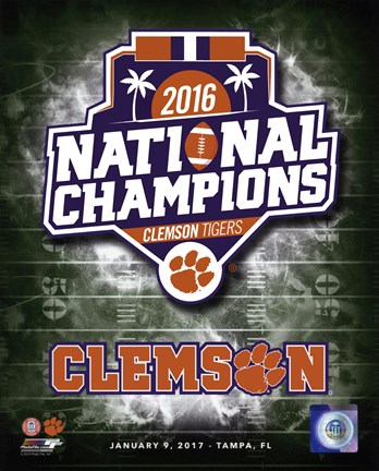 Framed Clemson Tigers 2016 National Champions Logo Print