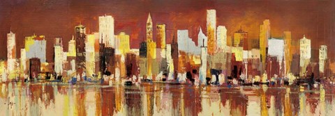 Framed Manhattan al Tramonto Print