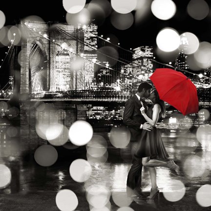 Framed Kiss in the Night (BW detail) Print