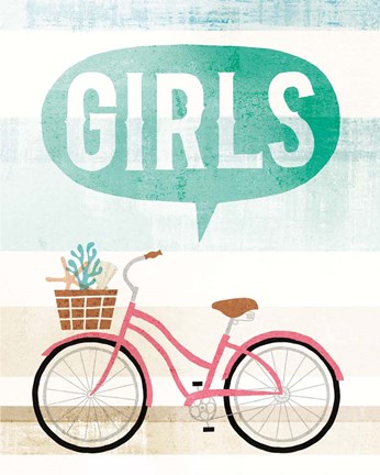 Framed Beach Cruiser Girls II Print