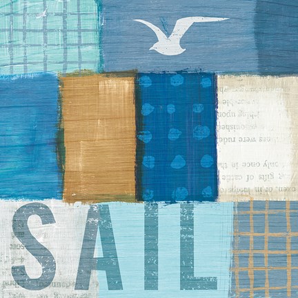 Framed Beachscape Collage V Print