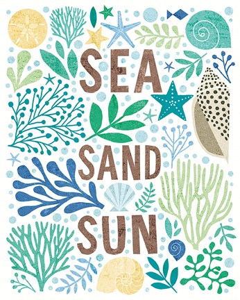 Framed Under Sea Treasures III Sea Glass Print