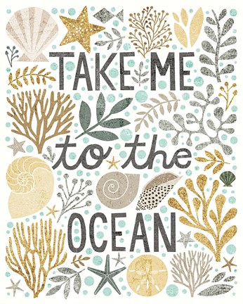 Framed Under Sea Treasures IV Gold Neutral Print