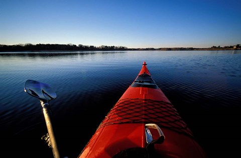 Framed Kayaking in Little Harbor, Odiorne Point State Park, New Hampshire Print