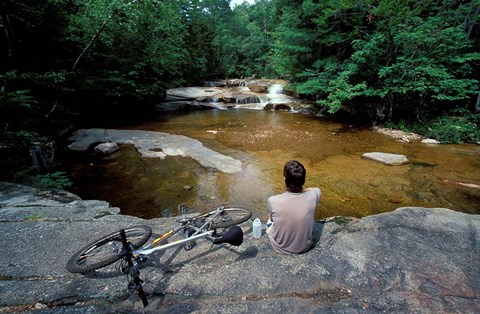 Framed Mountain Biking, Swift River, White Mountain National Forest, New Hampshire Print