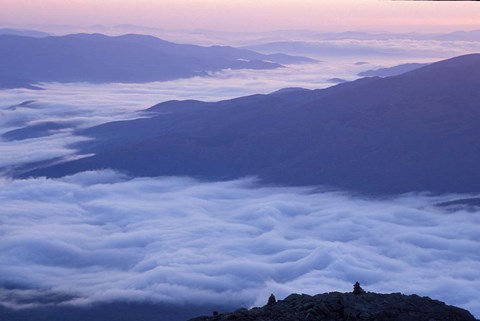 Framed Fog in the Valleys Below Mt Madison, White Mountains, New Hampshire Print