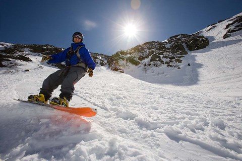 Framed Snowboarder in Tuckerman Ravine, White Mountains National Forest, New Hampshire Print