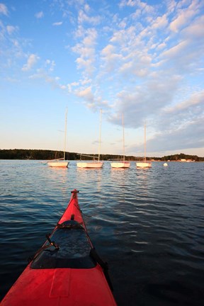 Framed Kayak, sailboats, Portsmouth, New Hampshire Print