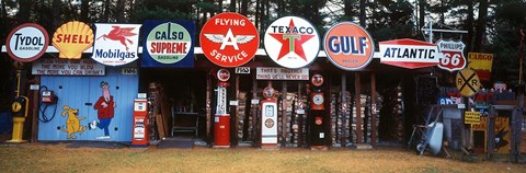 Framed Littleton Historic gas tanks and signs, New Hampshire Print