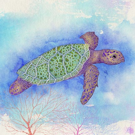 Framed Bright Sea turtle Print