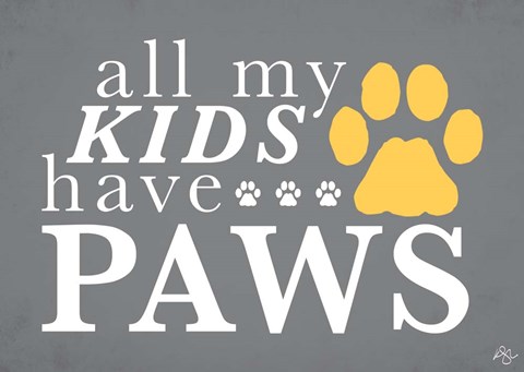Framed All My Kids Have Paws Print