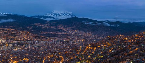 Framed Aerial view of El Alto at Night, La Paz, Bolivia Print