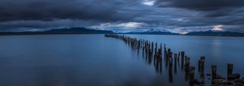 Framed Snowcapped Mountain and Lake at Dusk, Patagonia, Chile Print