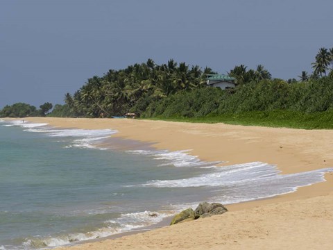 Framed Quiet Beach along A2 road, Bentota, Sri Lanka Print