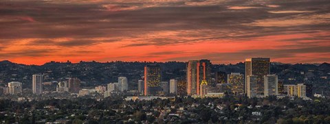 Framed Century City, Hollywood Hills, Los Angeles, California Print