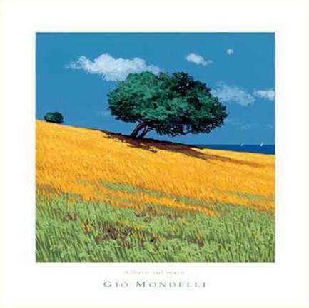 Framed Gio Mondelli - Albero Sul Mare Size 15.75x15.75 Print