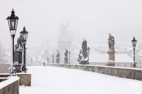 Framed Charles Bridge in Winter, Prague Print