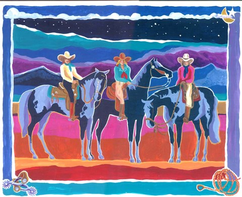 Framed Three Cowgirls Print