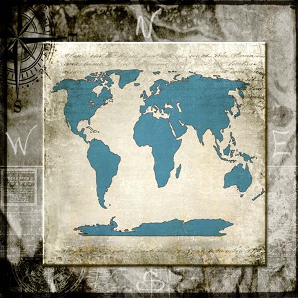 Framed Sea Map II Print