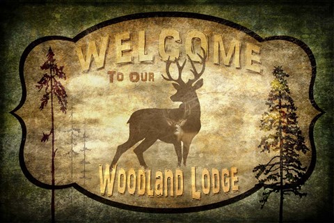 Framed Welcome - Lodge Deer Print