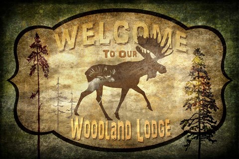 Framed Welcome - Lodge Moose Print