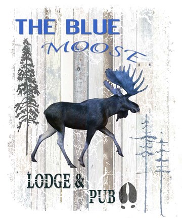 Framed Blue Moose Print