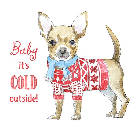 Framed Glamour Pups Christmas I Print