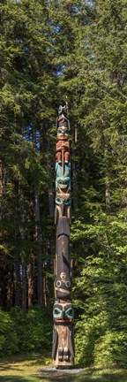 Framed Totem Pole in Forest, Sitka, Southeast Alaska Print