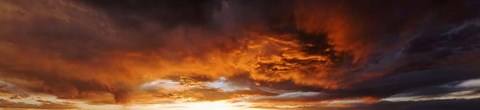 Framed Red Sky Stormy Sunset  in Taos, New Mexico Print