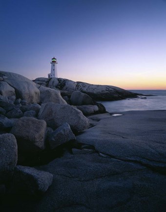 Framed Peggys Cove Lighthouse at Night, Nova Scotia, Canada Print