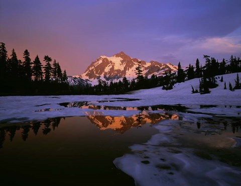 Framed Picture Lake at Sunset, Cascade National Park, Washington Print