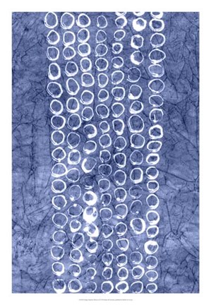 Framed Indigo Primitive Patterns I Print