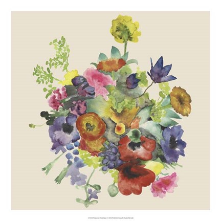 Framed Watercolor Floral Spray I Print